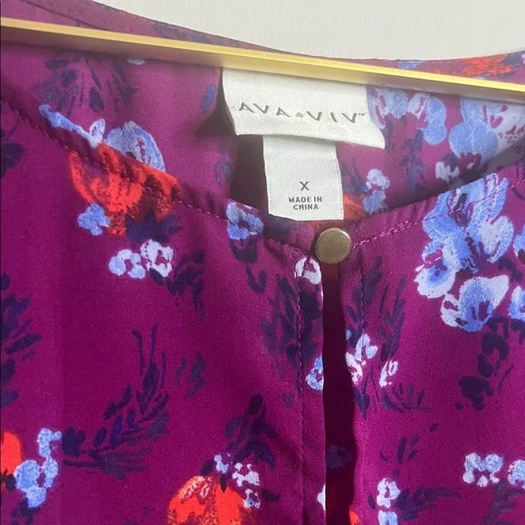 Ava & Viv Purple Floral Blouse - Picture 2 of 7